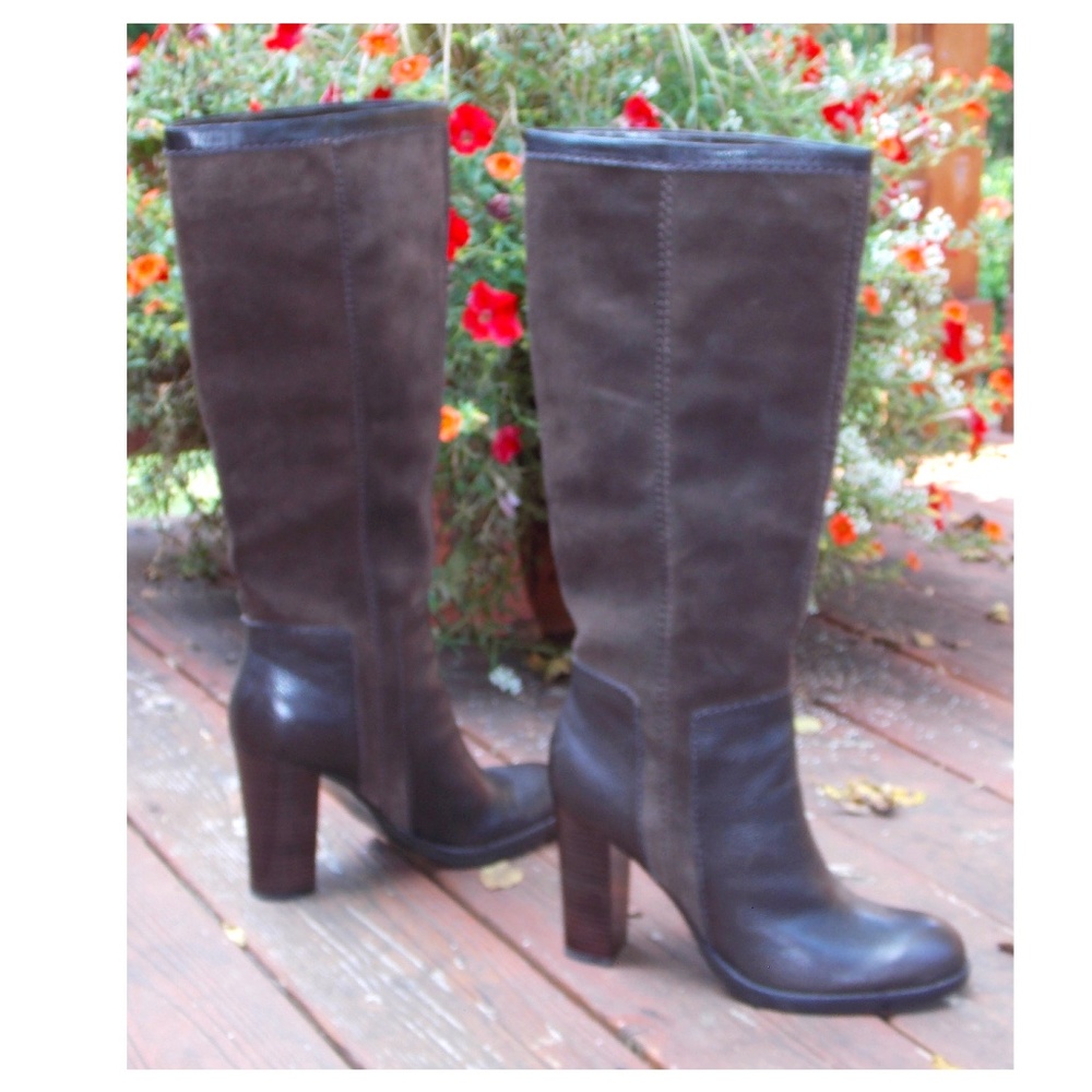 Nine West Emilio Brown Leather and Suede Boots Platform Size 10 - Worn 1 time